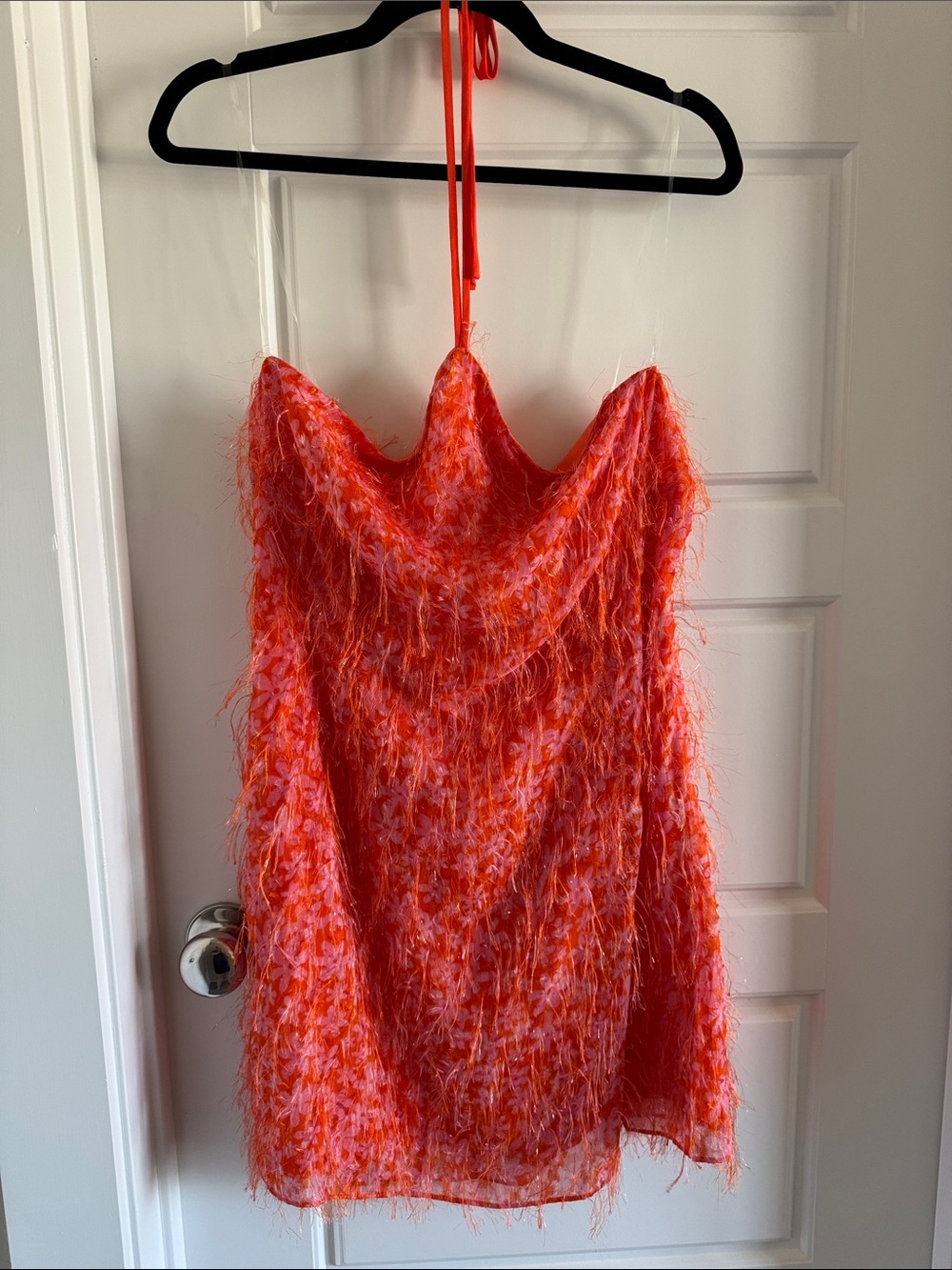 wild fable Orange Feather-Texture Halter Camisole